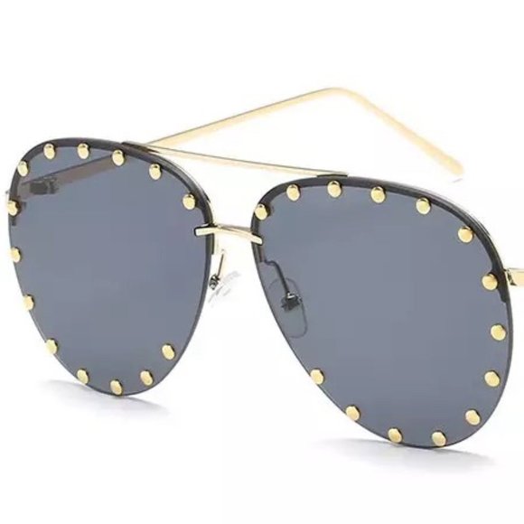 NEW Rivet-Detailing Rimless Pilot Sunglasses - Picture 7 of 12